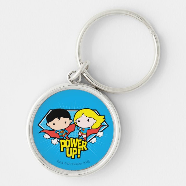 Chibi Superman & Chibi Supergirl Power Up! Schlüsselanhänger (Vorne)