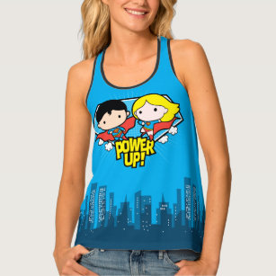 Chibi Superman & Chibi Supergirl Power Up! Tanktop
