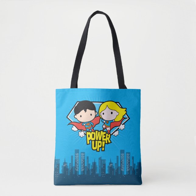 Chibi Superman & Chibi Supergirl Power Up! Tasche (Vorderseite)