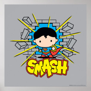 Chibi Superman durchbricht Ziegelmauer Poster