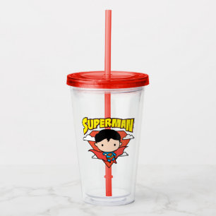 Chibi Superman Polka Dot Shield und Name Acryltrinkbecher