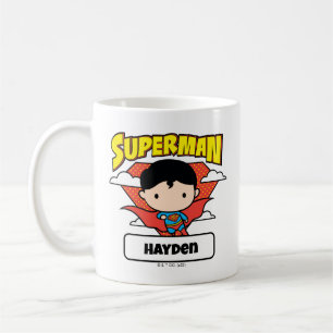 Chibi Superman Polka Dot Shield und Name Kaffeetasse