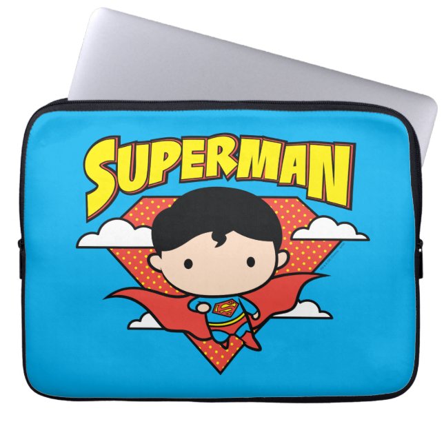 Chibi Superman Polka Dot Shield und Name Laptopschutzhülle (Vorderseite)