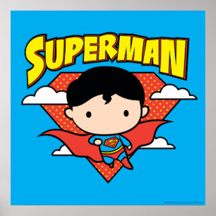 Chibi Superman Polka Dot Shield und Name Poster