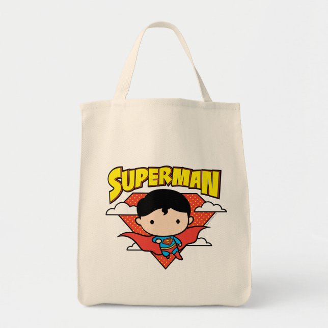 Chibi Superman Polka Dot Shield und Name Tragetasche (Vorne)