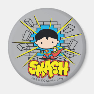 Chibi Superman schleicht durch eine Ziegelmauer Magnet