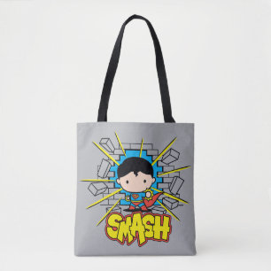 Chibi Superman schleicht durch eine Ziegelmauer Tasche