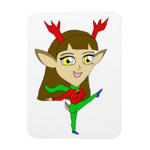 Chibi tanzend Rentiermädchen Magnet