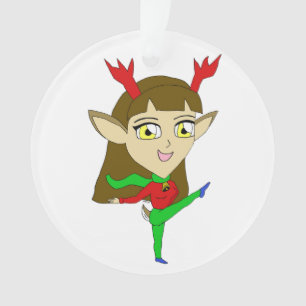 Chibi tanzend Rentiermädchen Ornament