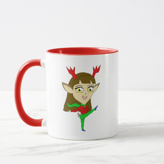 Chibi tanzend Rentiermädchen Tasse (Links)