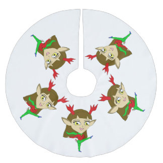 Chibi tanzendes Rentier Mädchen Polyester Weihnachtsbaumdecke