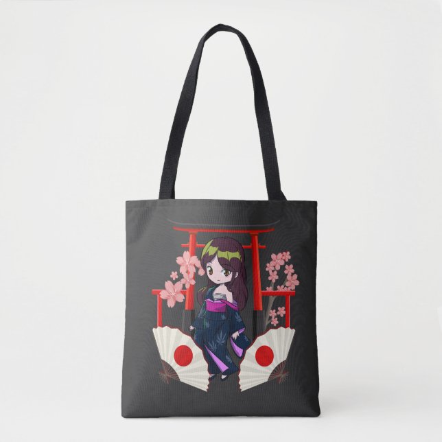 Chibi Traditionelles japanisches Girl Tasche (Vorderseite)