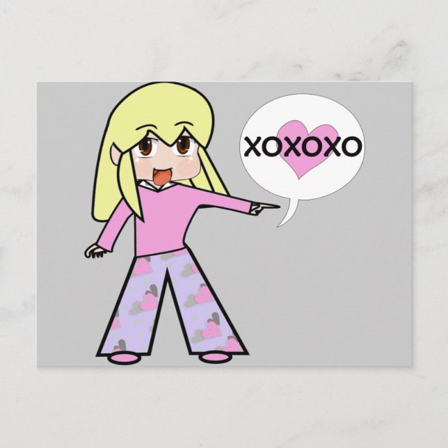 Chibi Valentine Feiertagspostkarte (Vorderseite)