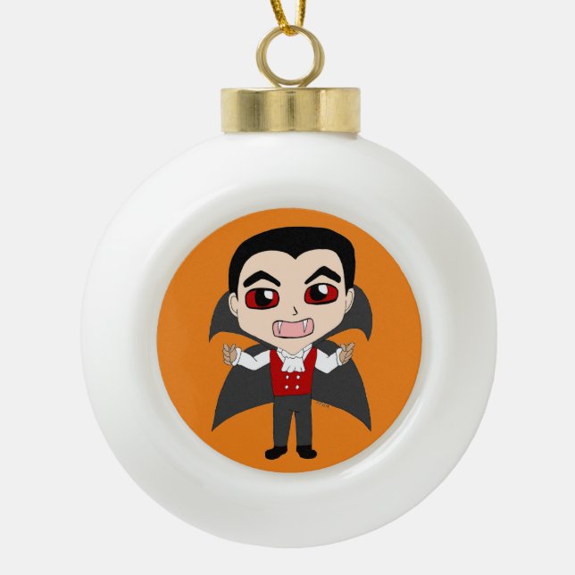 Chibi Vampir Keramik Kugel-Ornament (Vorderseite)