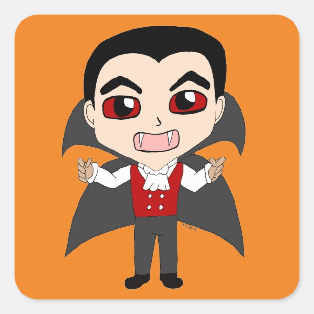 Chibi Vampir Quadratischer Aufkleber (Vorderseite)