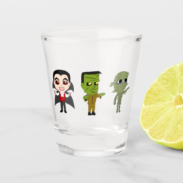 Chibi Vampire, Monster und Mumie Schnapsglas (Vorderseite)