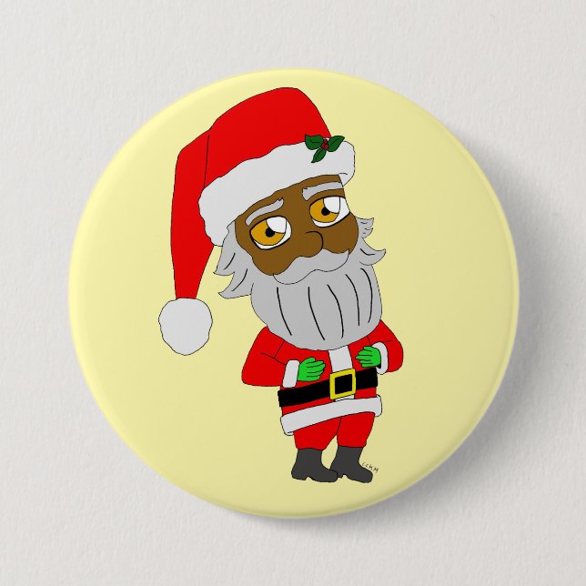 Chibi Weihnachtsmann Button (Vorderseite)