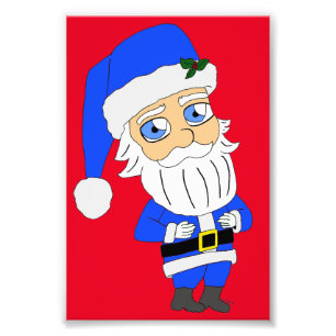 Chibi-Weihnachtsmann im blauen Anzug Fotodruck