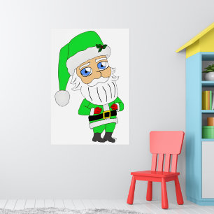 Chibi-Weihnachtsmann im grünen Anzug Poster