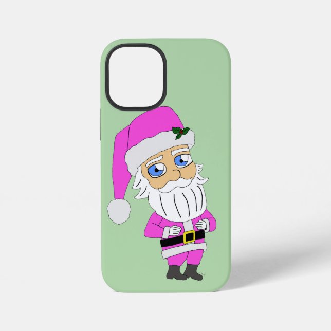 Chibi-Weihnachtsmann im rosa Anzug iPhone 12 Mini Hülle (Rückseite)