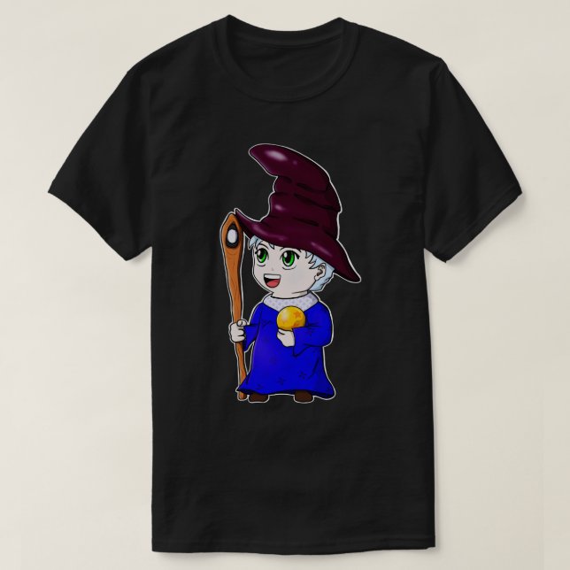 Chibi Wizard Niedlich Magician T-Shirt (Design vorne)