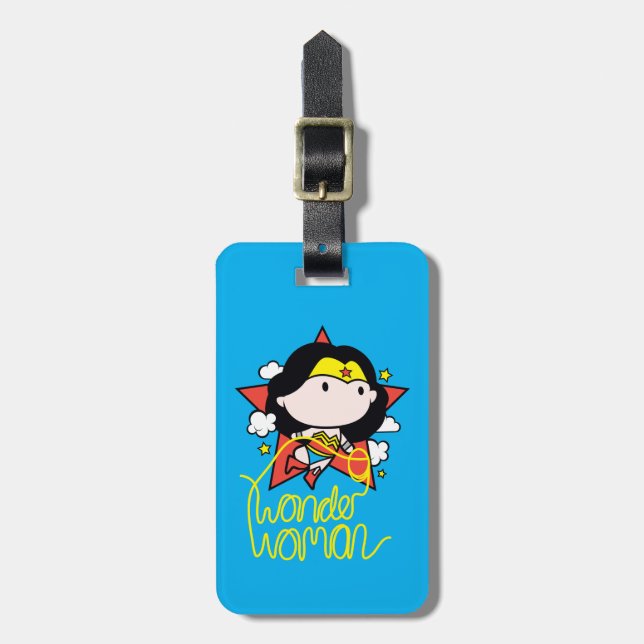 Chibi Wonder Frau fliegt mit Lasso Gepäckanhänger (Vorderseite vertikal)