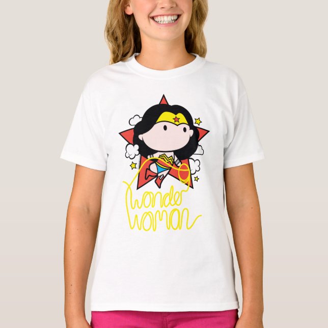 Chibi Wonder Frau fliegt mit Lasso T-Shirt (Vorderseite)