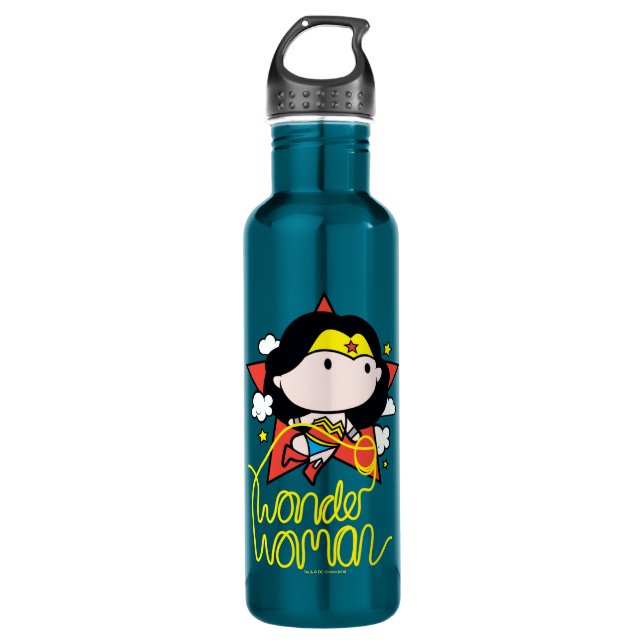 Chibi Wonder Frau fliegt mit Lasso Trinkflasche (Vorderseite)