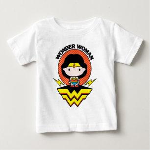 Chibi Wonder Woman mit Polka Docks und Logo Baby T-shirt