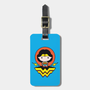 Chibi Wonder Woman mit Polka Docks und Logo Gepäckanhänger