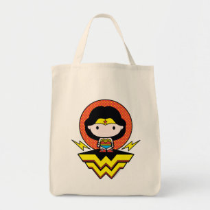 Chibi Wonder Woman mit Polka Docks und Logo Tragetasche