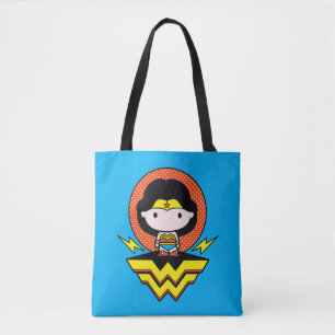 Chibi Wonder Woman mit Polka Punkten und Logo Tasche