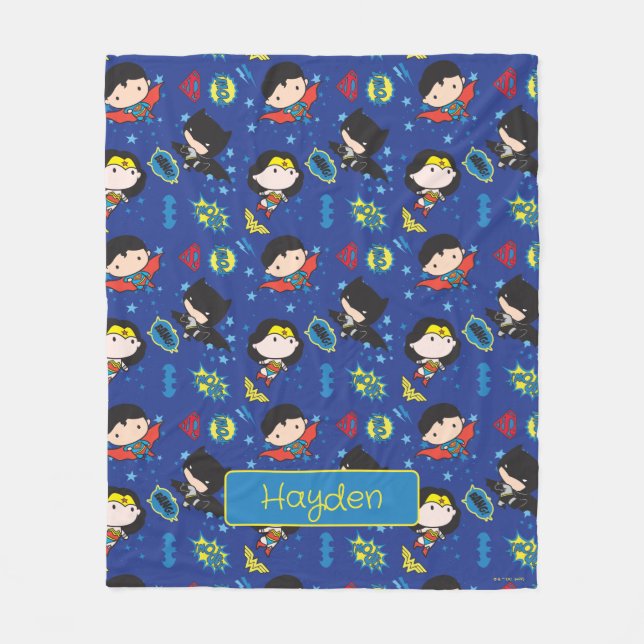 Chibi Wonder Woman, Superman, and Batman Pattern Fleecedecke (Vorderseite)