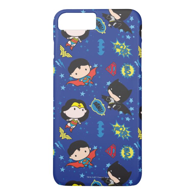 Chibi Wonder Woman, Superman und Batman Pattern Case-Mate iPhone Hülle (Rückseite)