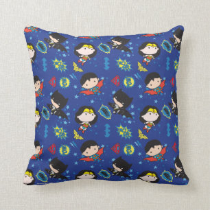 Chibi Wonder Woman, Superman und Batman Pattern Kissen