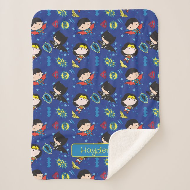 Chibi Wonder Woman, Superman und Batman Pattern Sherpadecke (Vorderseite)