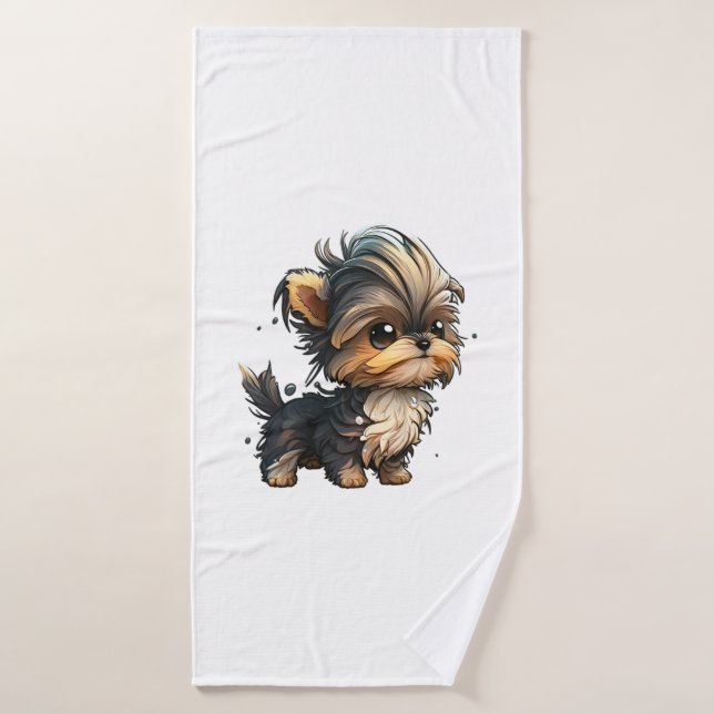 Chibi Yorkshire Terrier (Serviette de bain)