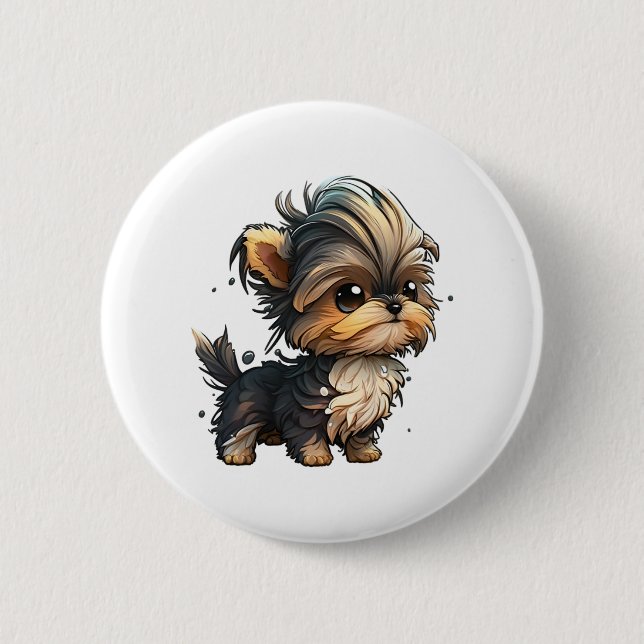Chibi Yorkshire Terrier Button (Vorderseite)