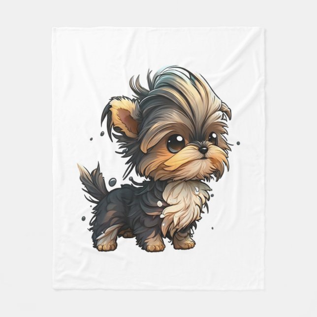 Chibi Yorkshire Terrier Fleecedecke (Vorderseite)
