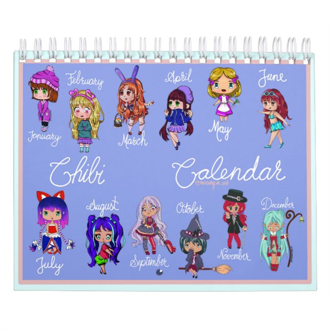 Chibi Zwei Seiten Kleiner Kalender, weißer Kalende Kalender (Titelbild)