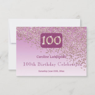 Chic 100 Geburtstag Rose Gold Glitzer UAWG RSVP Karte