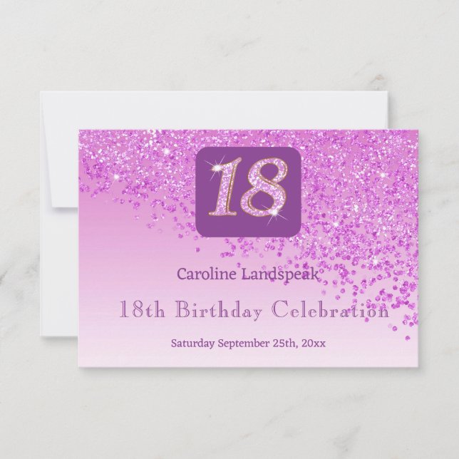 Chic 18 Birthday Pink Glitzer UAWG RSVP Karte (Vorderseite)