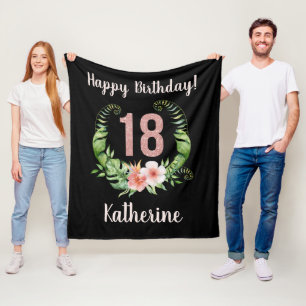 Chic 18. Geburtstag Rosa Glitzer Name Fleecedecke