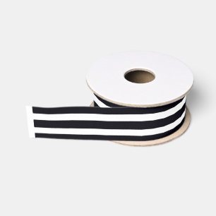 Chic 1,5" Schwarz-Weiß gestreift Ripsband