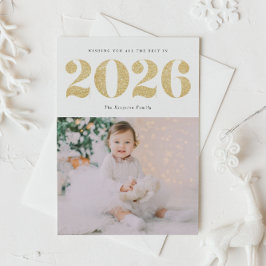 Chic 2022 Gold Glitzer Happy New Year Foto Feiertagskarte