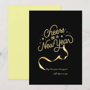 Chic 2026 Silvesterparty Gold Glitter Schwarz  Feiertagskarte