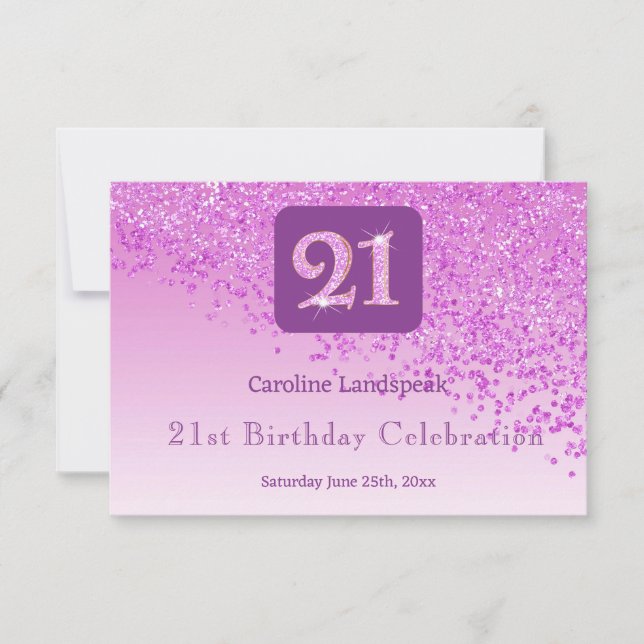 Chic 21. Geburtstag Pink Glitzer UAWG RSVP Karte (Vorderseite)