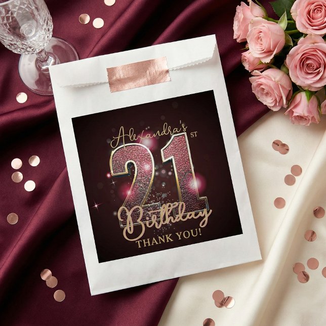 Chic 21st Birthday Party Rose Gold Black Glamour Geschenktütchen (Von Creator hochgeladen)