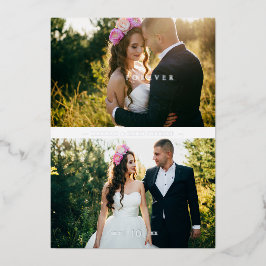 Chic 2 Photos Bride & Groom Collage Hand Lettered  Folieneinladung