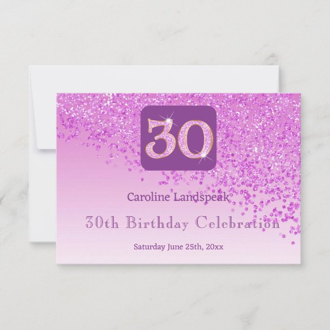 Chic 30 Birthday Pink Glitzer UAWG RSVP Karte (Vorderseite)